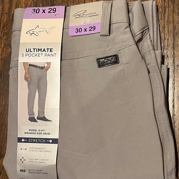 Greg Norman Men's 5 Pocket Pant Gray 30x29 - Picture 3 of 4